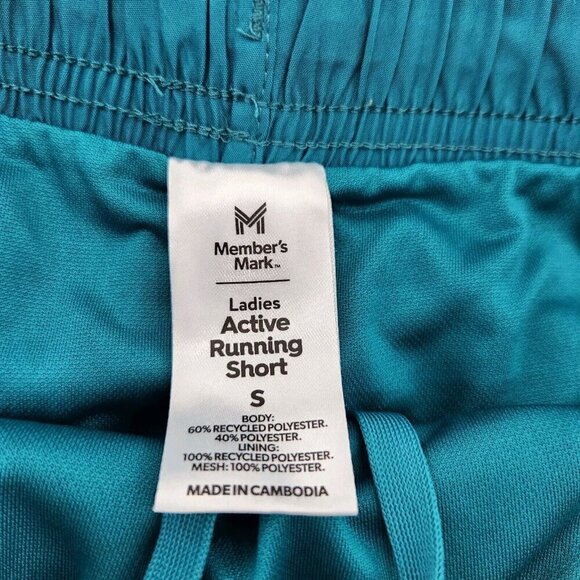Members Mark 3" Inseam Elastic Waistband Lined Active Short Womens Small Teal - Picture 3 of 5
